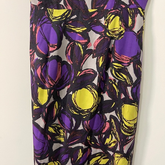 Boden Womens Dress Size 8R Purple and Green Abstract Silk Blend Knee Length - Picture 8 of 14